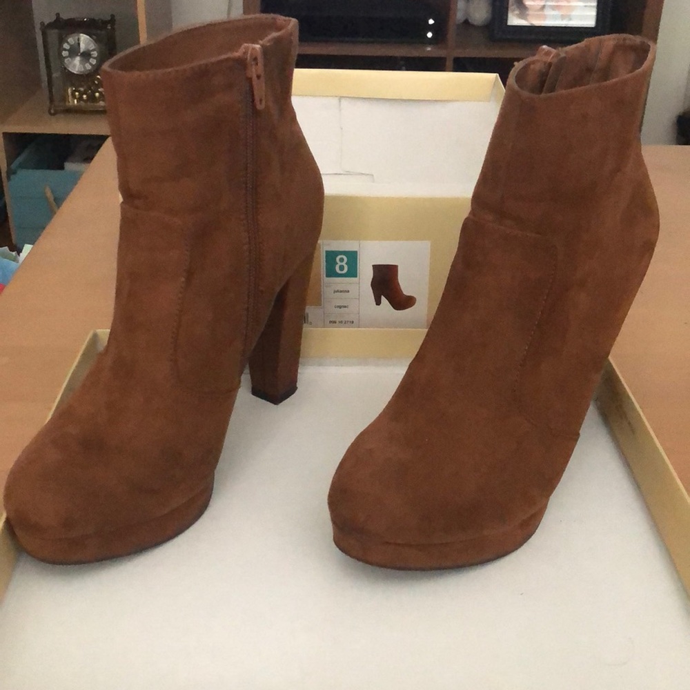Brown suede booties size 8